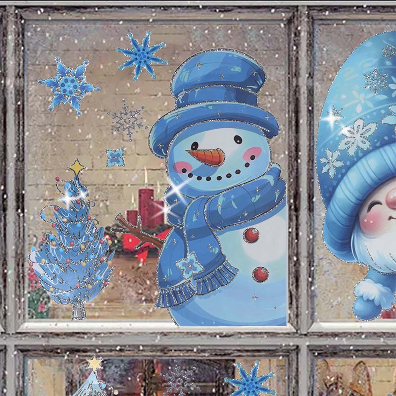 🎄Offre spéciale de Noël : 60 % de réduction🎄 Lot de 9 autocollants scintillants pour fenêtre sur le thème de Noël