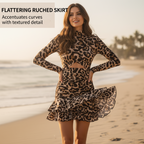 Robe courte à fronces et imprimé léopard pour femme