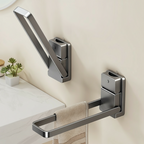 🛁 Porte-serviettes pliable à ventouse | Installation sans perçage, fixation en quelques secondes ⏱️ | Bras rabattable peu encombrant 🔄 | Acier inoxydable pour salle de bain et cuisine 🚿 | Barre de 22,5 cm, gris élégant ✨