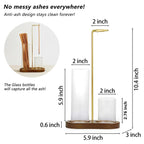 🕯️ Porte-Encens 2-en-1 en Bois Naturel – Double Coupe en Verre | Pince en Acier | Récupère les Cendres | Pour Yoga, Méditation & Détente 🧘✨