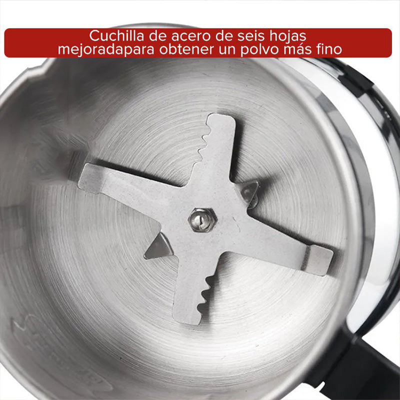☕🌿 Moulin Électrique Multifonction 300W – Capacité 500ml, Lame en S en Acier Inoxydable, 5 Lames Incluses, Démontable & Facile à Nettoyer – Café, Épices & Céréales 🍮✨