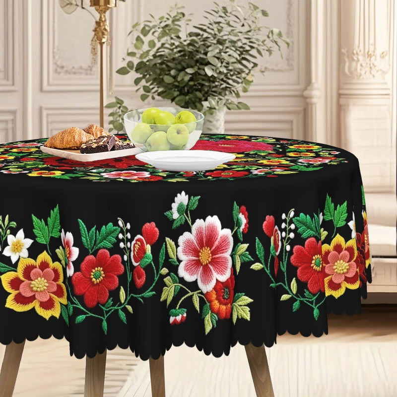 🔥Offre Spéciale🔥 Nappe florale mexicaine avec bord festonné (50 % de réduction)