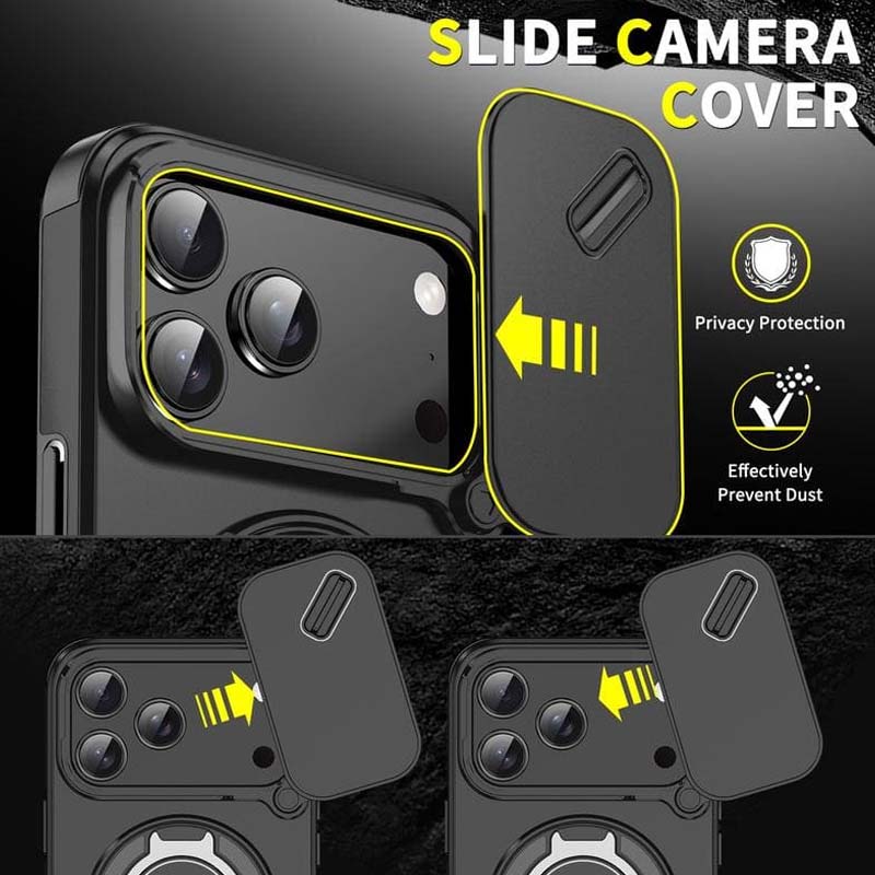 📱 Coque Magnétique Antichoc pour iPhone avec Anneau Support 🔄 | Protection Caméra, Porte-Cartes & Support Rotatif | Idéale pour Vidéos, Appels Vidéo, Navigation & Voiture | TPU + Polycarbonate