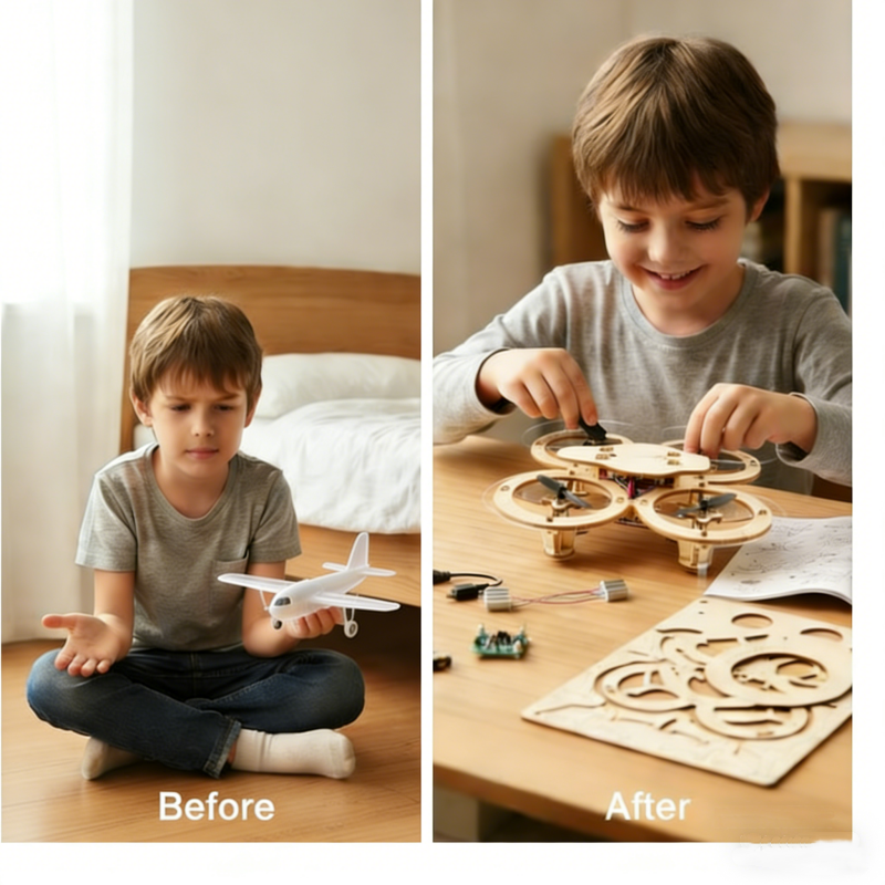 ✈️Kit DIY pour construire un drone en bois pour enfants 🎁💥