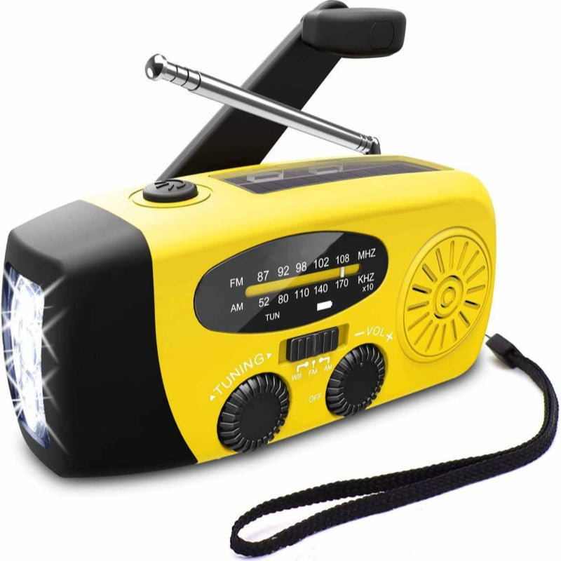 📻☀️ Radio Portable Solaire d'Urgence - Recharge Solaire, USB & Manuelle | Lampe Torche LED à 3 Lumières | Radio AM/FM/NOAA | Power Bank USB 600 mAh | Résistante aux Éclaboussures IPX3 | Idéale pour la Maison, le Camping & l'Extérieur | 12,8 × 6 × 4,5 cm 🔋