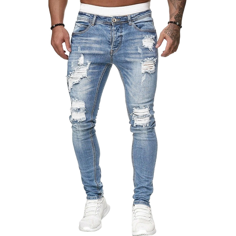 👖REMISE DE 60 % ! 🔥 Jean skinny tendance pour homme avec effet vieilli – Coupe slim fuselée, coton respirant et détails déchirés tendance