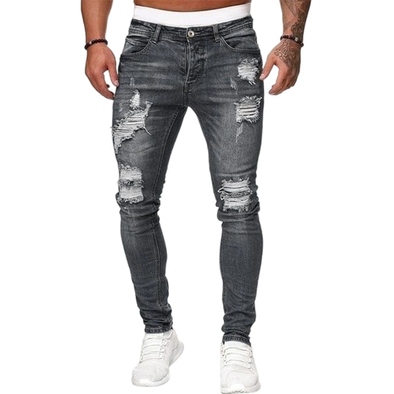 👖REMISE DE 60 % ! 🔥 Jean skinny tendance pour homme avec effet vieilli – Coupe slim fuselée, coton respirant et détails déchirés tendance