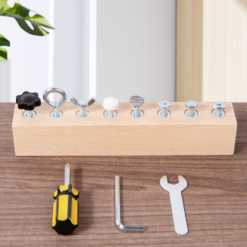 Tableau Montessori en Bois avec Tournevis - Jeu Éducatif pour Développer la Motricité Fine