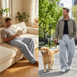 🩳 60 % DE RÉDUCTION ! 👖 Pantalon ample pour homme avec cordon de serrage - Tissu en coton confortable, poches et style décontracté pour un usage quotidien et sportif 🏃‍♂️