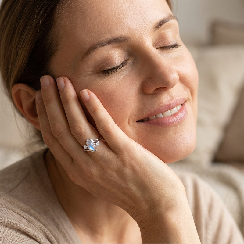 💍✨ Bague Ovale Géométrique avec Pierre de Lune & Zircons – Alliage de Zinc, 2 Styles, Tailles 5-10 – Élégante pour Toute Occasion, Idée Cadeau Parfaite 🌙💎