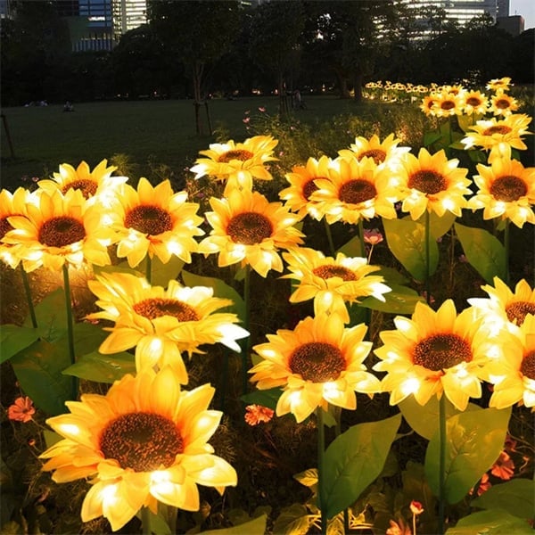 🌻 Lumières Solaires en Forme de Tournesol pour Jardin ✨☀️ - IP65 Étanche | 8-12h d'Autonomie | Recharge Solaire | Pétales Réalistes | Installation Facile | 50% DE RÉDUCTION