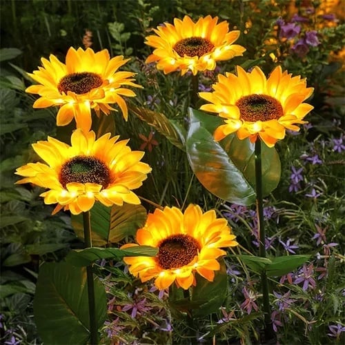 🌻 Lumières Solaires en Forme de Tournesol pour Jardin ✨☀️ - IP65 Étanche | 8-12h d'Autonomie | Recharge Solaire | Pétales Réalistes | Installation Facile | 50% DE RÉDUCTION
