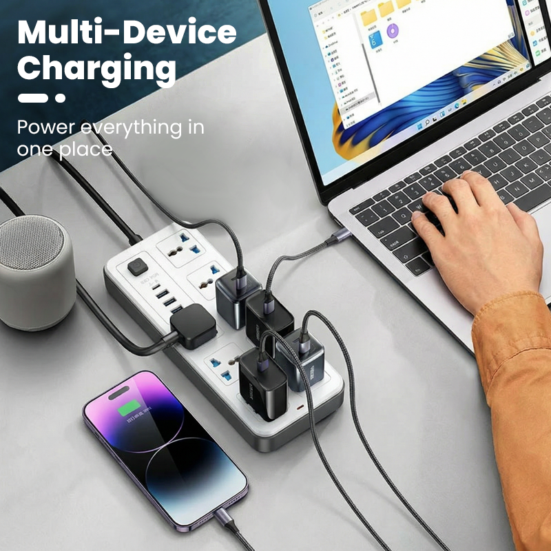 🔌 Multiprise avec rallonge longue ⚡✨ - PP + Cuivre Pur | Ports USB intégrés | Protection contre les surtensions | Interrupteur principal | 2m/3m | 50% DE RÉDUCTION