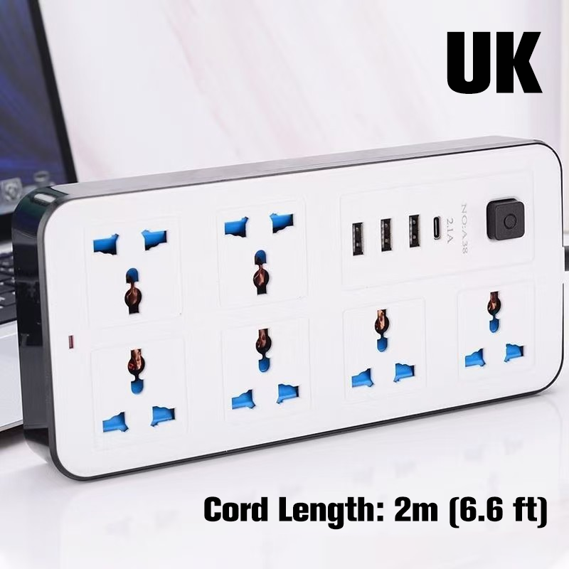 🔌 Multiprise avec rallonge longue ⚡✨ - PP + Cuivre Pur | Ports USB intégrés | Protection contre les surtensions | Interrupteur principal | 2m/3m | 50% DE RÉDUCTION