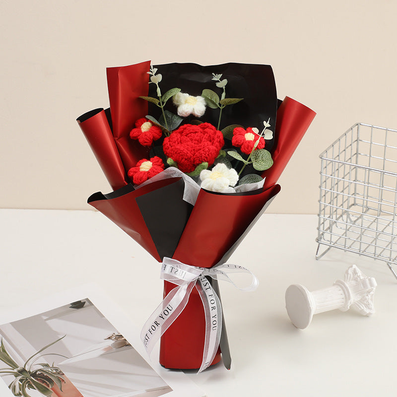 🎁Carte de vœux gratuite💐Délicat bouquet de fleurs au crochet fait main💐