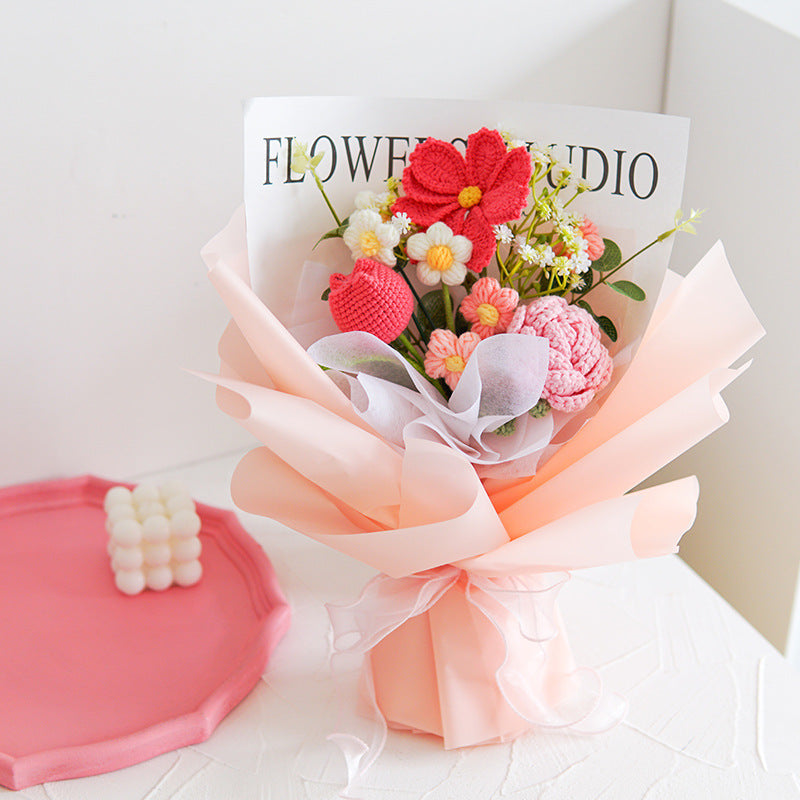 🎁Carte de vœux gratuite💐Délicat bouquet de fleurs au crochet fait main💐