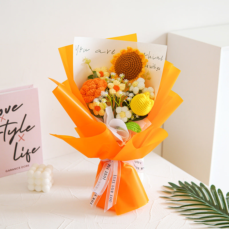 🎁Carte de vœux gratuite💐Délicat bouquet de fleurs au crochet fait main💐