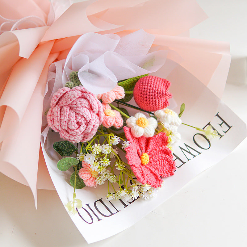 🎁Carte de vœux gratuite💐Délicat bouquet de fleurs au crochet fait main💐