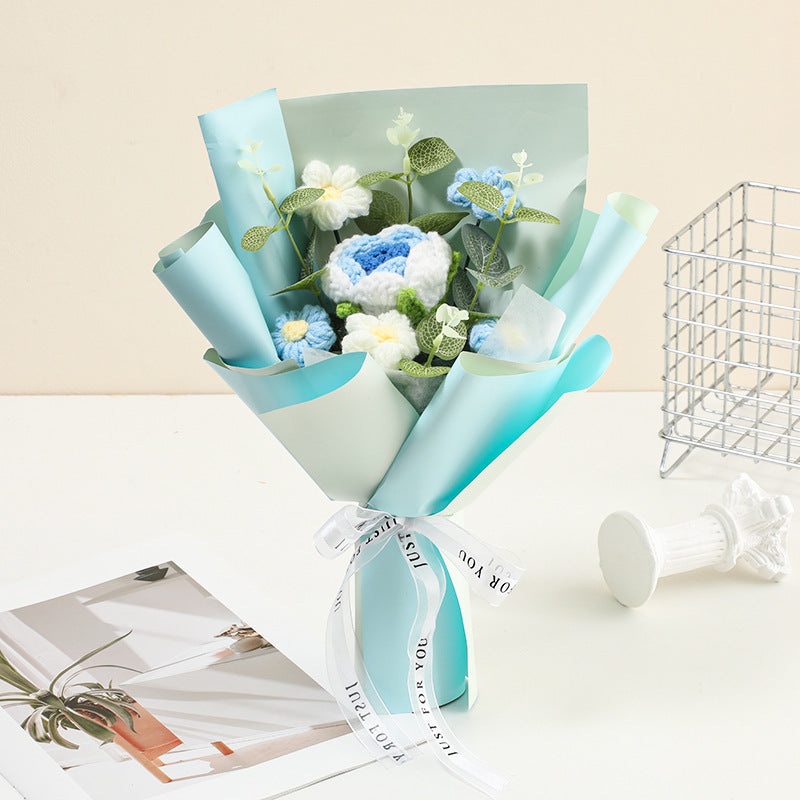 🎁Carte de vœux gratuite💐Délicat bouquet de fleurs au crochet fait main💐