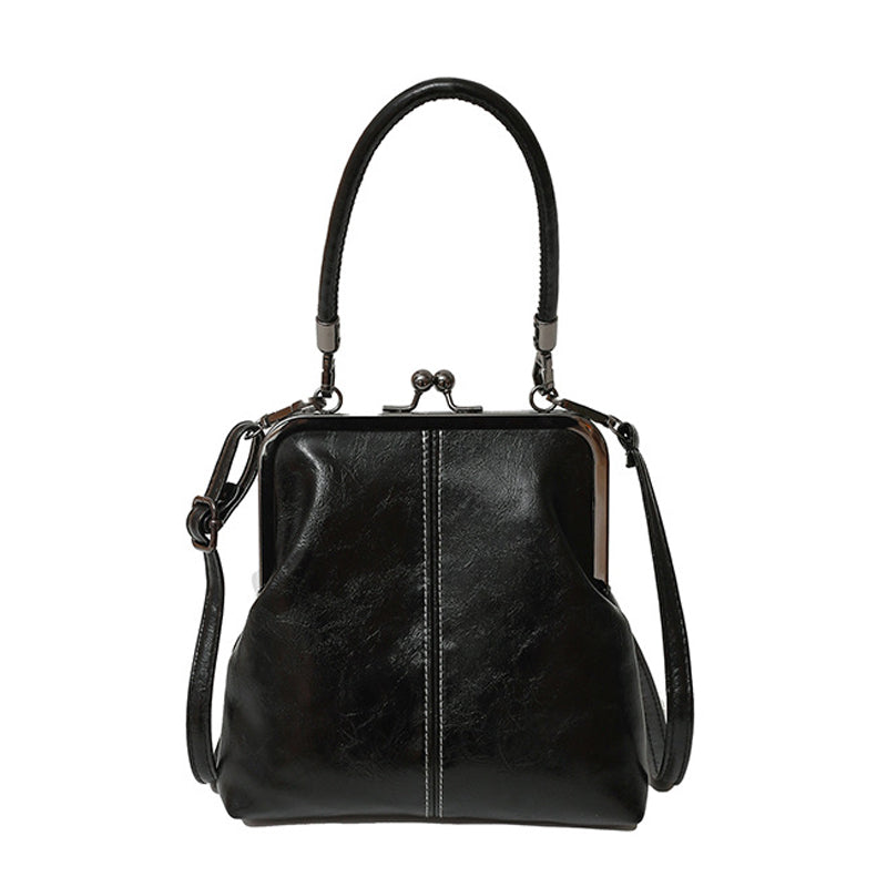 👜✨ Sac à Bandoulière pour Femme avec Fermeture à Pression Vintage 🔐 – Anse Supérieure, Cuir PU, Style Rétro Élégant 🤎💋