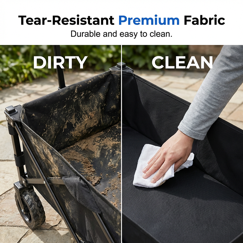 🛒 Chariot Pliant Robuste à Roues – 130L, Capacité 80kg, Cadre en Acier au Carbone, Tissu Oxford 600D, Roues 6” ou 7” – 2 Couleurs, Pliage en 1 Seconde ✨🏕️