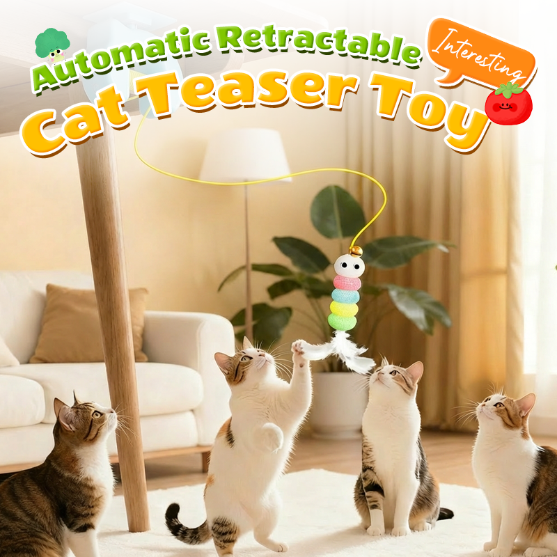 🐱✨ Jouet automatique pour chat avec canne à pêche rétractable – Mouvement irrégulier, stimule l'instinct de chasse, rechargeable USB – Rose & Bleu 🎾