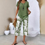 🥳 SOLDES D'ÉTÉ EXCEPTIONNELLES 🥳💞 PLUS DE 50 000 VENDUS ! 💥 50 % DE RÉDUCTION ! 🔥 Ensemble décontracté composé d'une tunique à col rond et d'un pantalon large.
