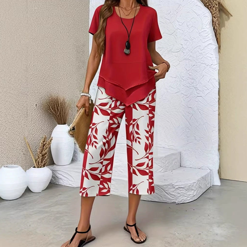 🥳 SOLDES D'ÉTÉ EXCEPTIONNELLES 🥳💞 PLUS DE 50 000 VENDUS ! 💥 50 % DE RÉDUCTION ! 🔥 Ensemble décontracté composé d'une tunique à col rond et d'un pantalon large.