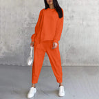 🌸✨Ensemble 2 Pièces Femme : Sweat-shirt à Manches Longues avec Ourlet Asymétrique et Pantalon