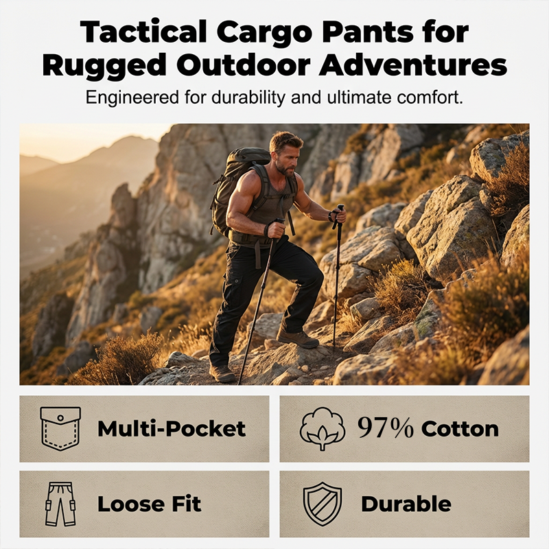 Pantalon cargo tactique homme en coton