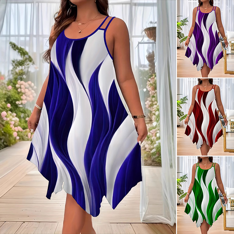 Robe midi sans manches pour femme à double bride
