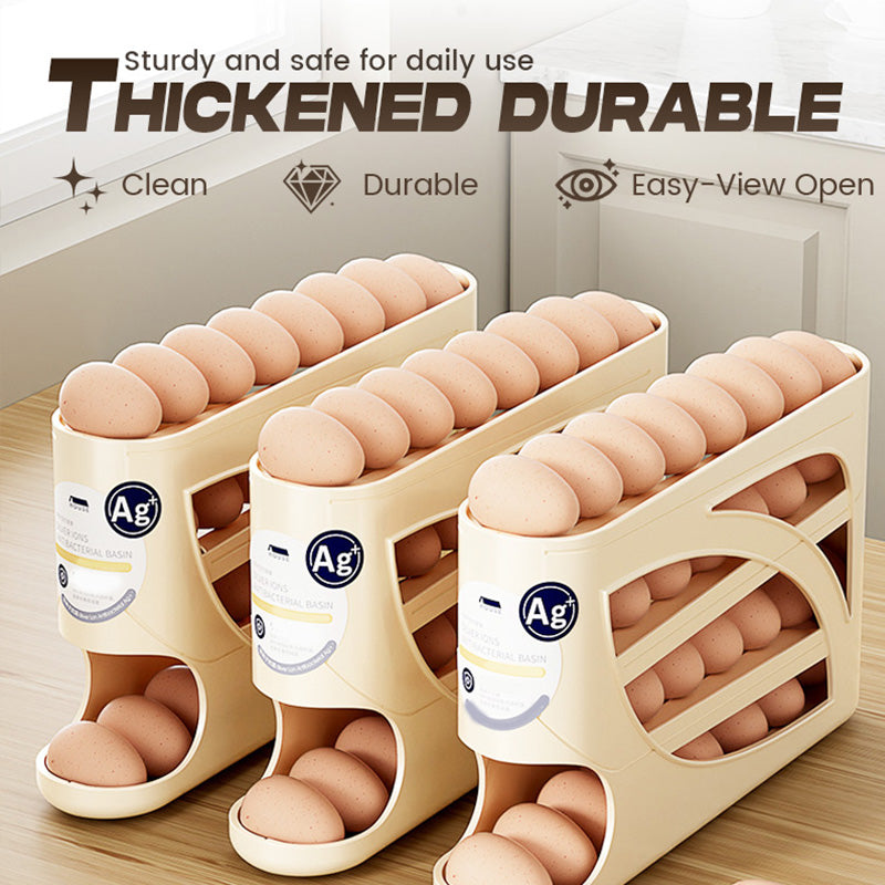 🥚Rangement d'Œufs pour Réfrigérateur à Gravité Automatique – Capacité ~30 Œufs, PP Alimentaire, 32x18x7cm, Système FIFO, Profil Mince – 4 Couleurs, 3 Versions 🏠💫