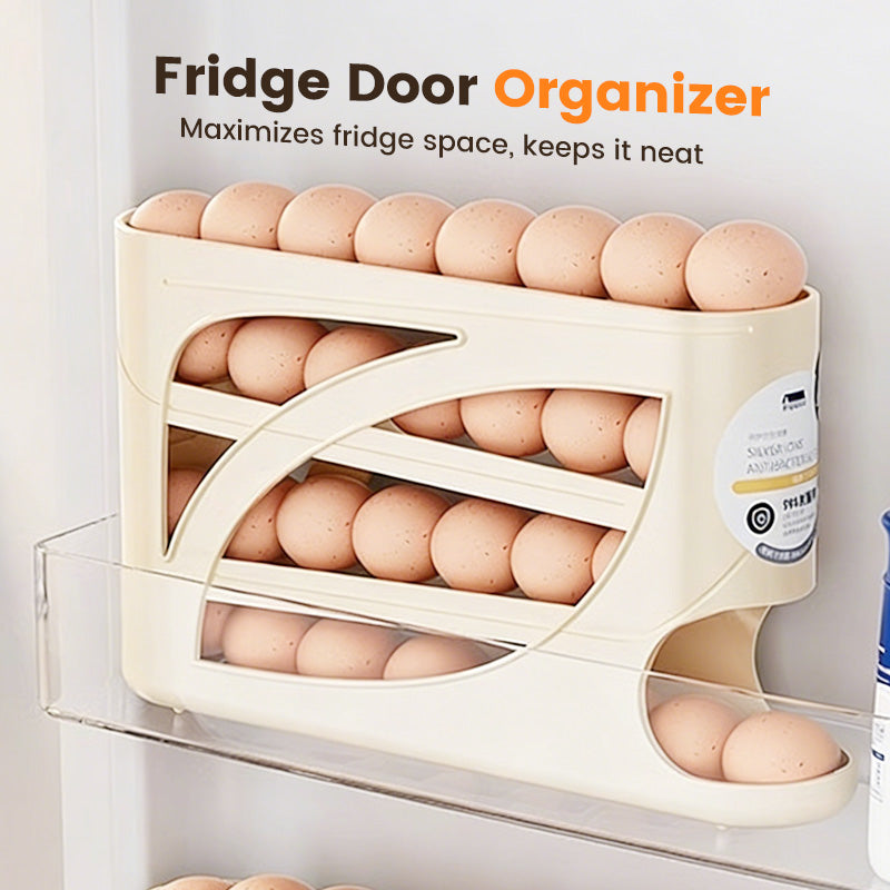 🥚Rangement d'Œufs pour Réfrigérateur à Gravité Automatique – Capacité ~30 Œufs, PP Alimentaire, 32x18x7cm, Système FIFO, Profil Mince – 4 Couleurs, 3 Versions 🏠💫