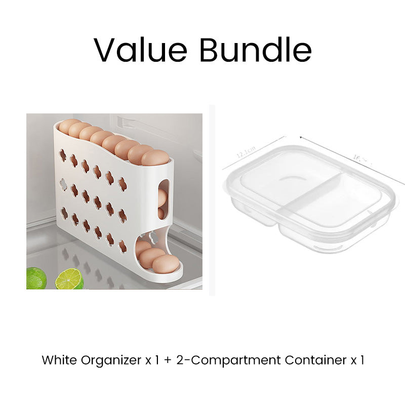 🥚Rangement d'Œufs pour Réfrigérateur à Gravité Automatique – Capacité ~30 Œufs, PP Alimentaire, 32x18x7cm, Système FIFO, Profil Mince – 4 Couleurs, 3 Versions 🏠💫