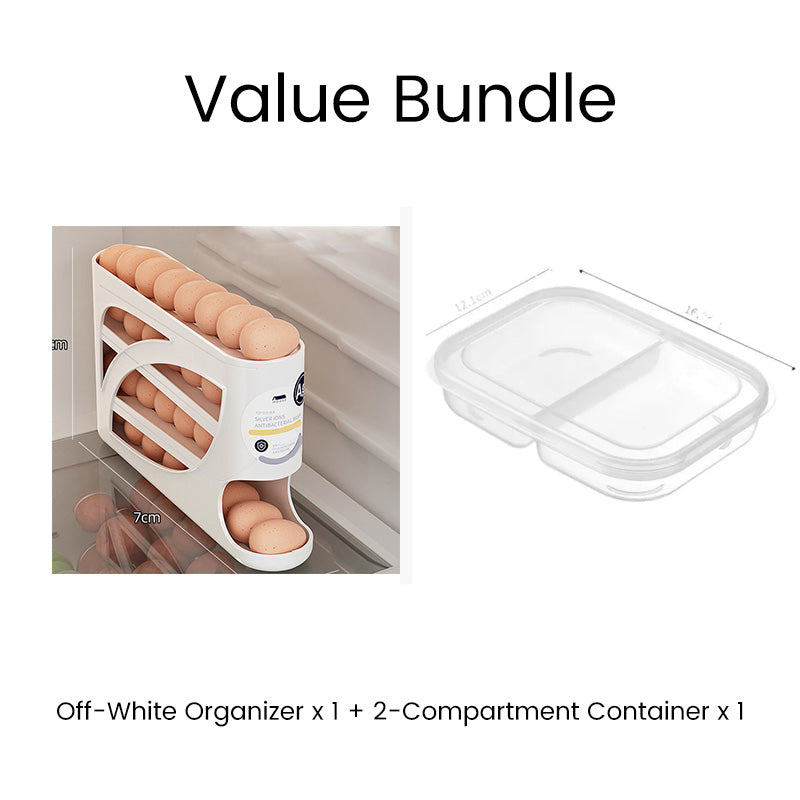 🥚Rangement d'Œufs pour Réfrigérateur à Gravité Automatique – Capacité ~30 Œufs, PP Alimentaire, 32x18x7cm, Système FIFO, Profil Mince – 4 Couleurs, 3 Versions 🏠💫