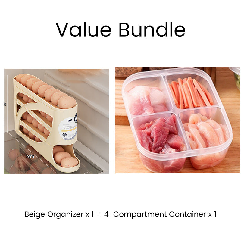 🥚Rangement d'Œufs pour Réfrigérateur à Gravité Automatique – Capacité ~30 Œufs, PP Alimentaire, 32x18x7cm, Système FIFO, Profil Mince – 4 Couleurs, 3 Versions 🏠💫