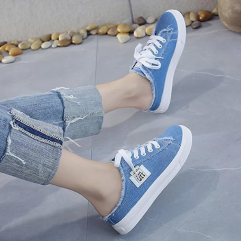 👟 50 % DE RÉDUCTION MAINTENANT ! 👖 Baskets mule en jean pour femme : faciles à enfiler, avec une semelle confortable et parfaites pour un look estival décontracté ☀️