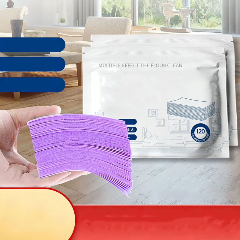 🧹 Lingettes Hydrosolubles Nettoyantes Sols – 120 Feuilles, Dégraissantes, Anti-Traces, Sûres sur Parquet/Stratifié/Carrelage – 5 Couleurs 🏠💧