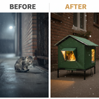 Niche pour chat d'extérieur 🏠 | Imperméable et thermique 🌡️ | Design surélevé de 12 cm 🐱 | Pliable et sûre en toutes saisons 🌧️