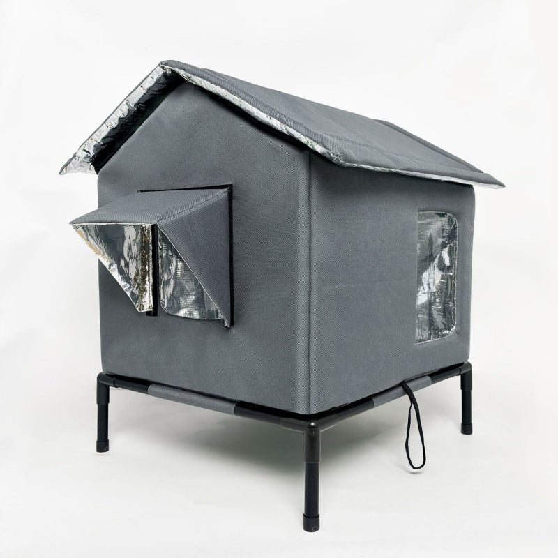 Niche pour chat d'extérieur 🏠 | Imperméable et thermique 🌡️ | Design surélevé de 12 cm 🐱 | Pliable et sûre en toutes saisons 🌧️
