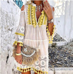 ⏳ Offre limitée : 50 % de réduction ⏰ 👗 Robe femme en coton et lin, ample et brodée 🌸