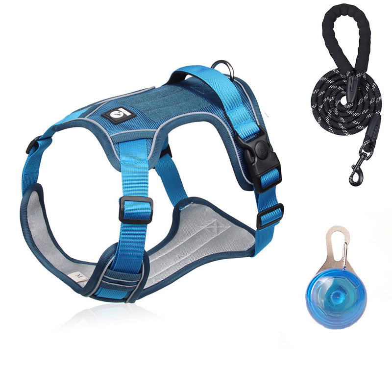 Harnais pour chien anti-traction avec laisse et collier LED