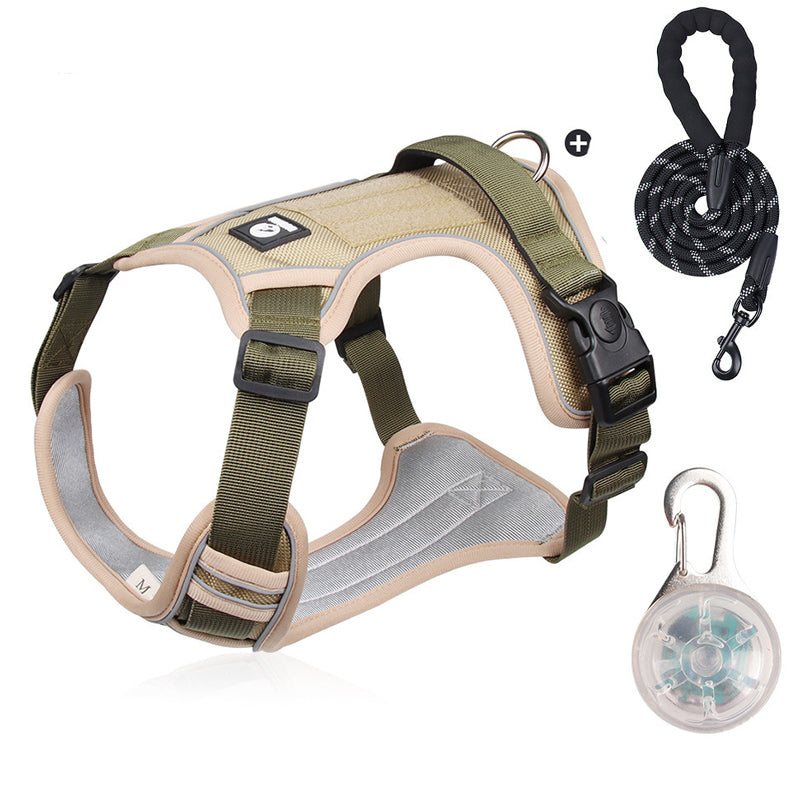 Harnais pour chien anti-traction avec laisse et collier LED