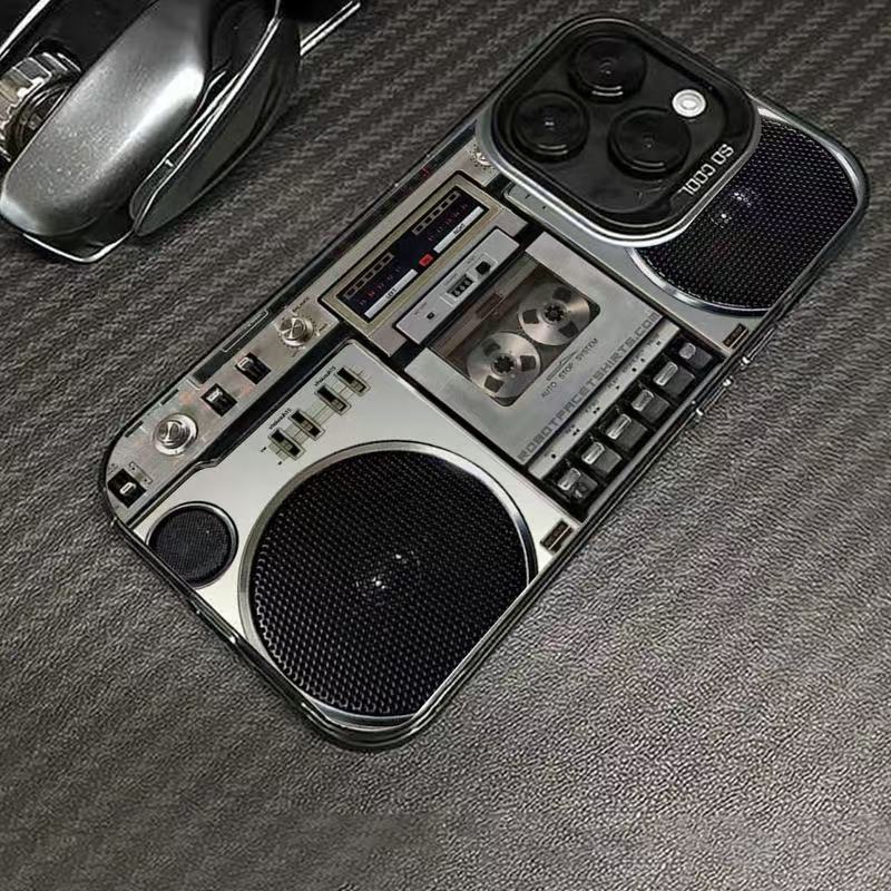 Coque de téléphone au design rétro boombox et lecteur de cassettes