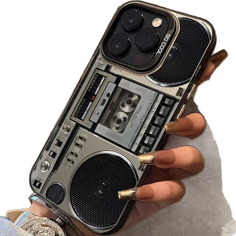 Coque de téléphone au design rétro boombox et lecteur de cassettes