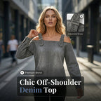 Top en Jean pour Femme à Bretelles Larges et Épaules Dénudées ✨☀️ - Décontracté Estival | 9 Couleurs | Tailles S-3XL | Doux & Respirant | Look Chic | 50% DE RÉDUCTION