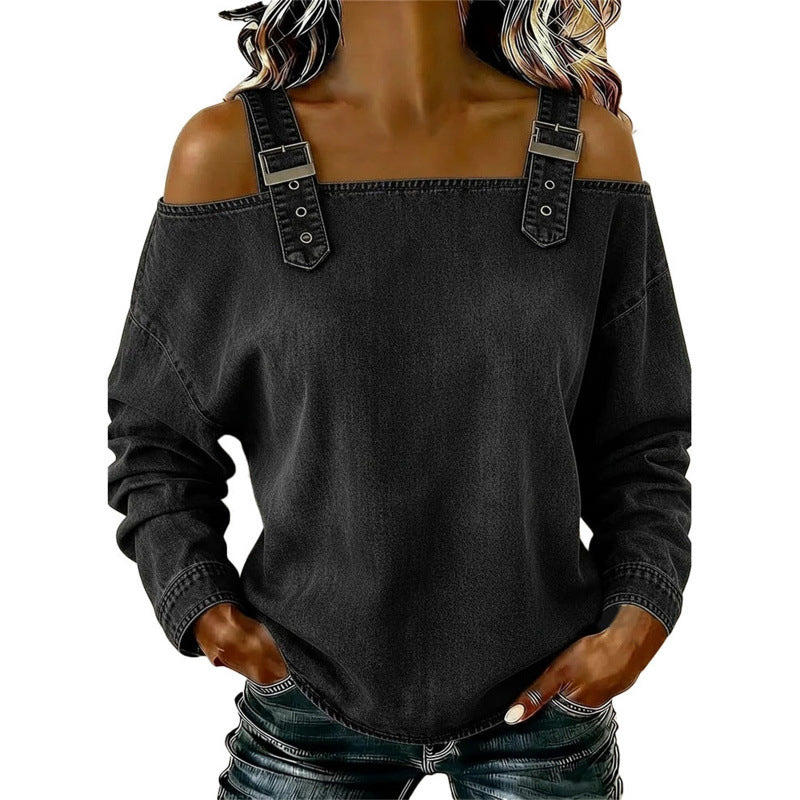 Top en Jean pour Femme à Bretelles Larges et Épaules Dénudées ✨☀️ - Décontracté Estival | 9 Couleurs | Tailles S-3XL | Doux & Respirant | Look Chic | 50% DE RÉDUCTION