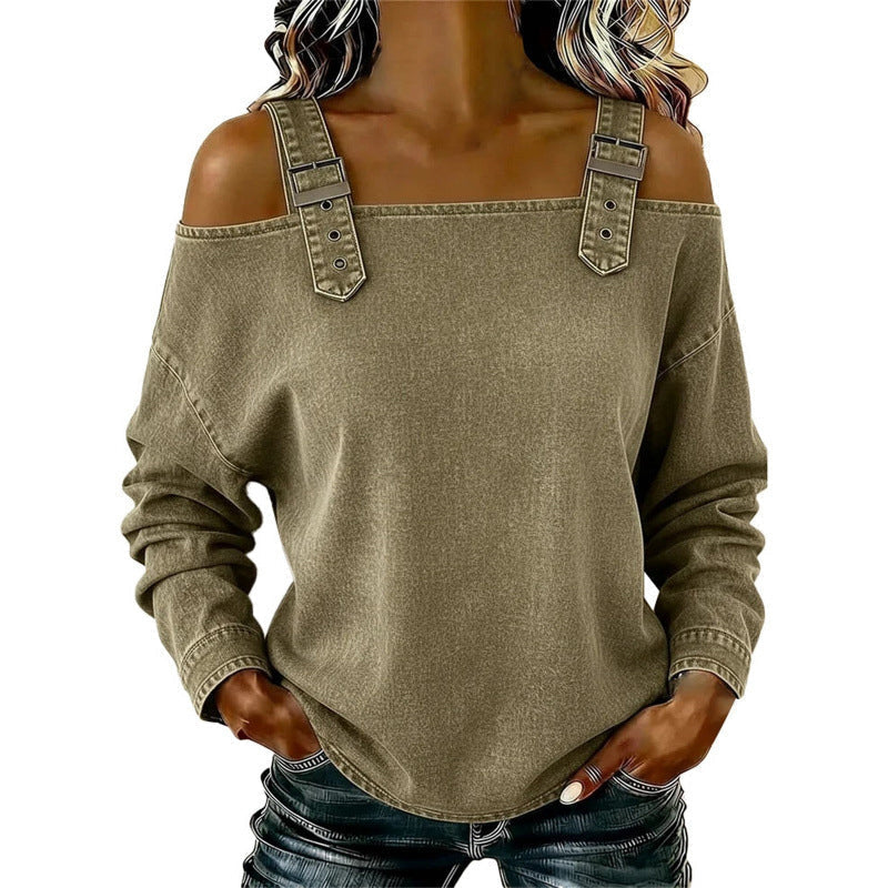 Top en Jean pour Femme à Bretelles Larges et Épaules Dénudées ✨☀️ - Décontracté Estival | 9 Couleurs | Tailles S-3XL | Doux & Respirant | Look Chic | 50% DE RÉDUCTION