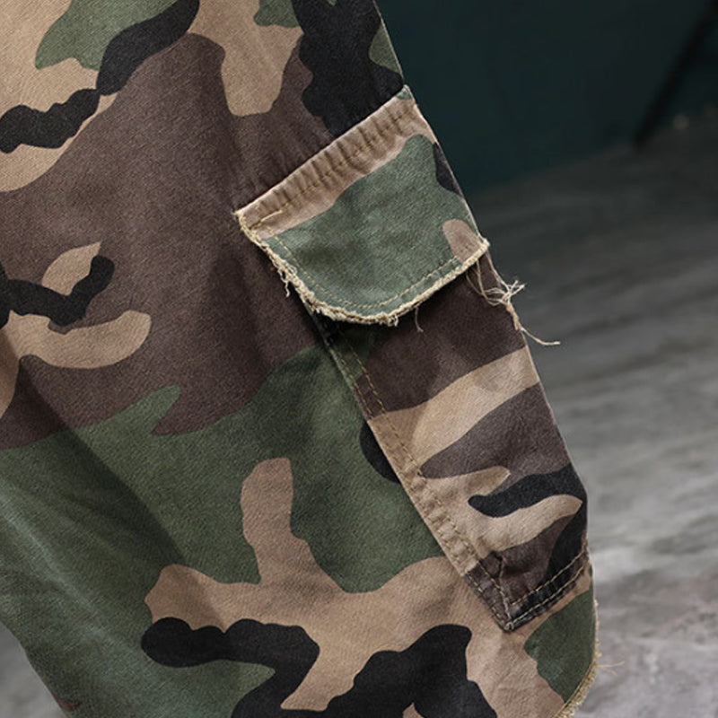 🔥 50 % DE RÉDUCTION MAINTENANT !⚡ Short cargo clouté imprimé camouflage pour homme – Effet usé, multipoches et taille élastiquée – Short cargo streetwear robuste 🛹