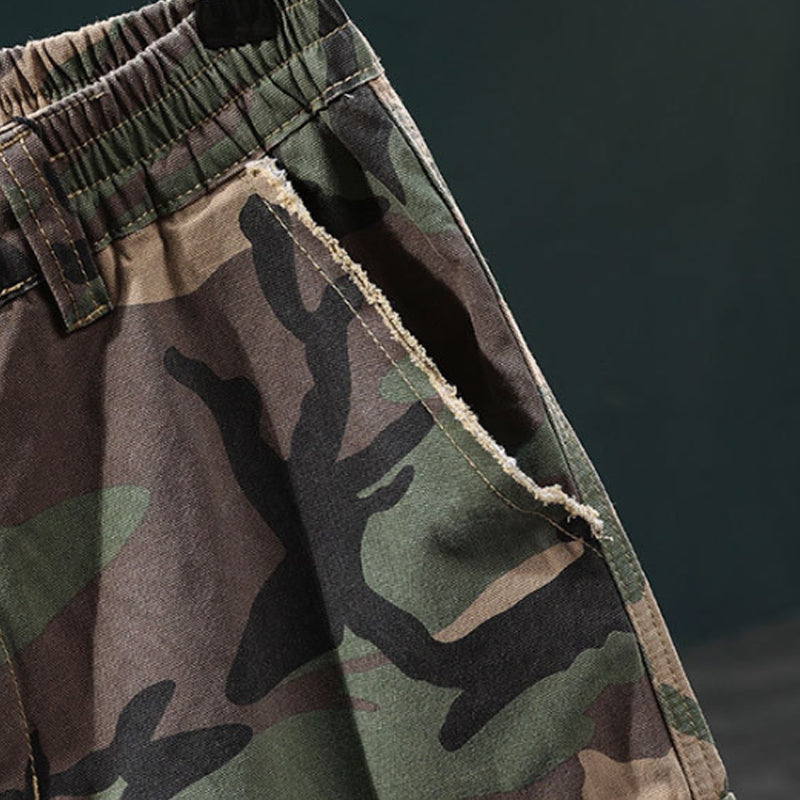 🔥 50 % DE RÉDUCTION MAINTENANT !⚡ Short cargo clouté imprimé camouflage pour homme – Effet usé, multipoches et taille élastiquée – Short cargo streetwear robuste 🛹